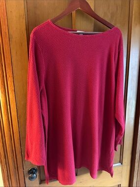 J. Jill Red Textured Long-Sleeve Tunic